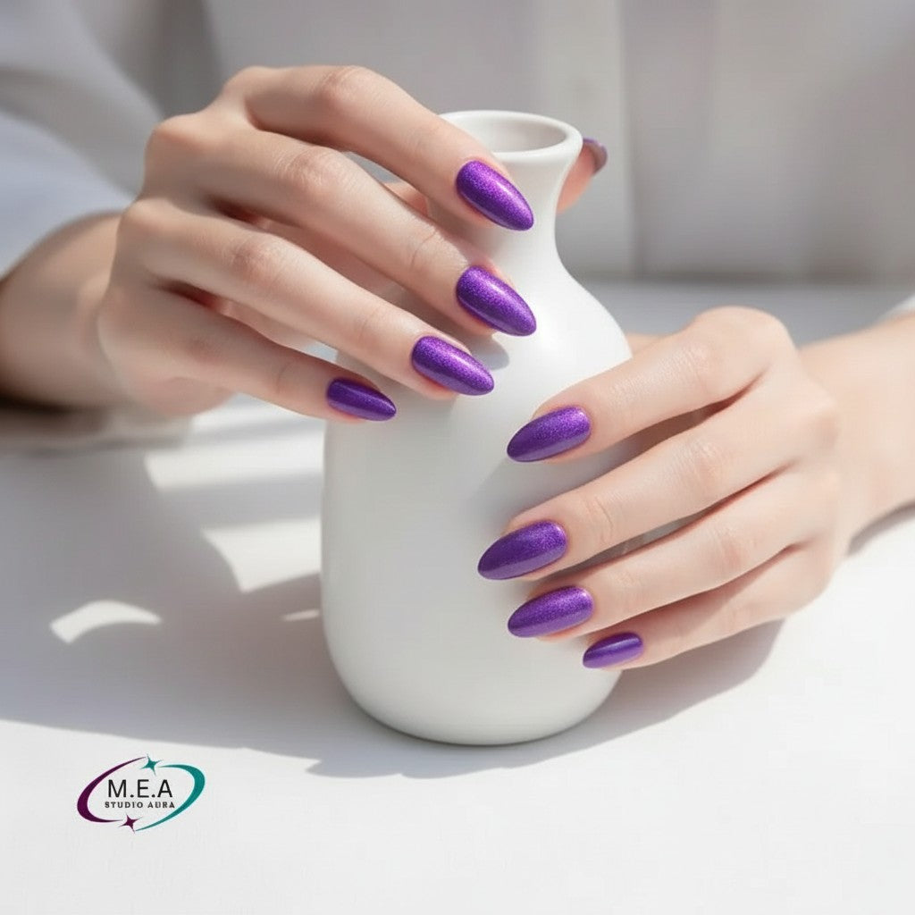 Mystère Violet – Press-on nails Cat Eye élégants